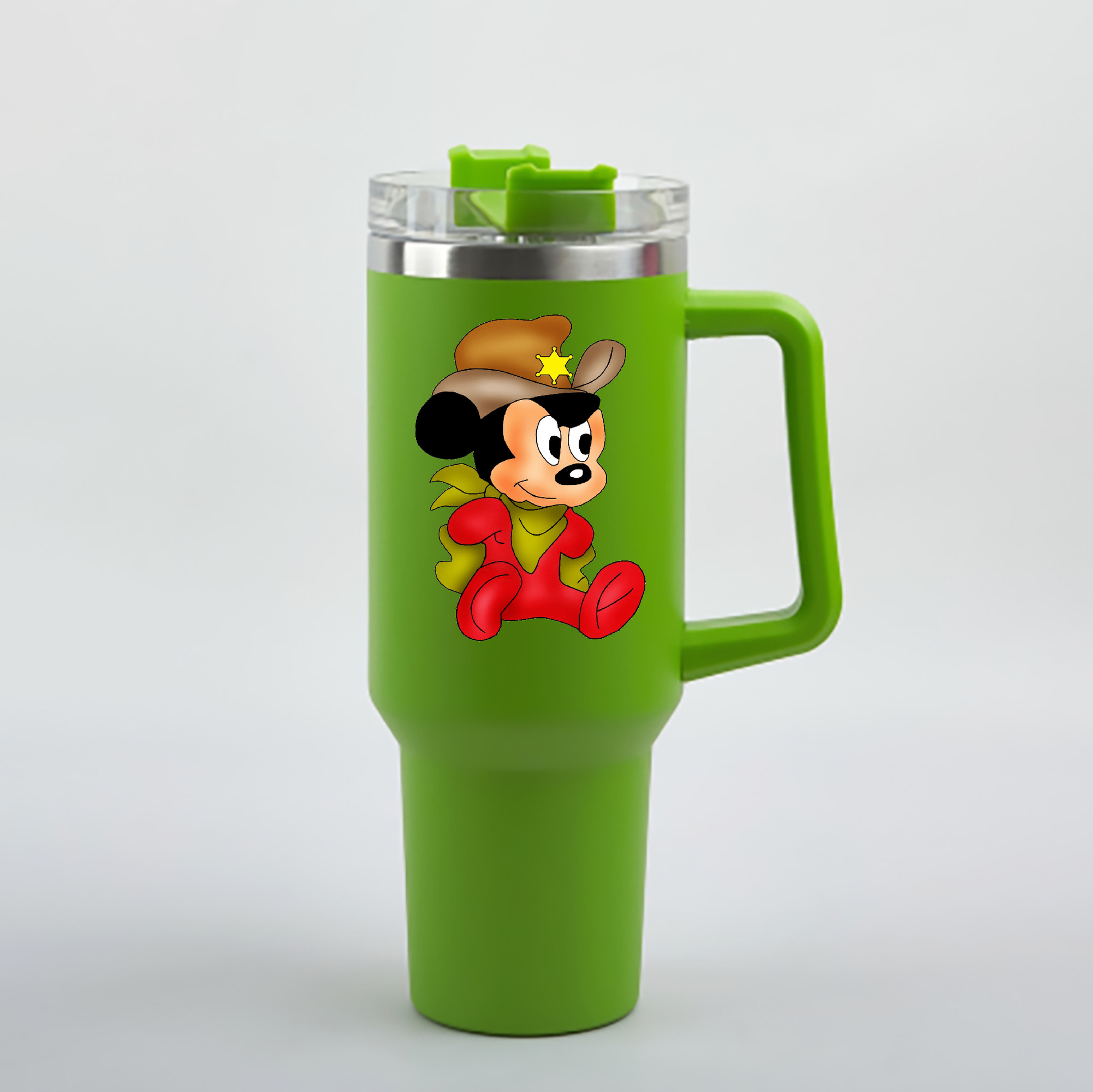 （画像用） ミッキーマウス Mickey Mouse 1200mL車用タンブラー - クリスタルステッカー（プラスチックストロー付き）